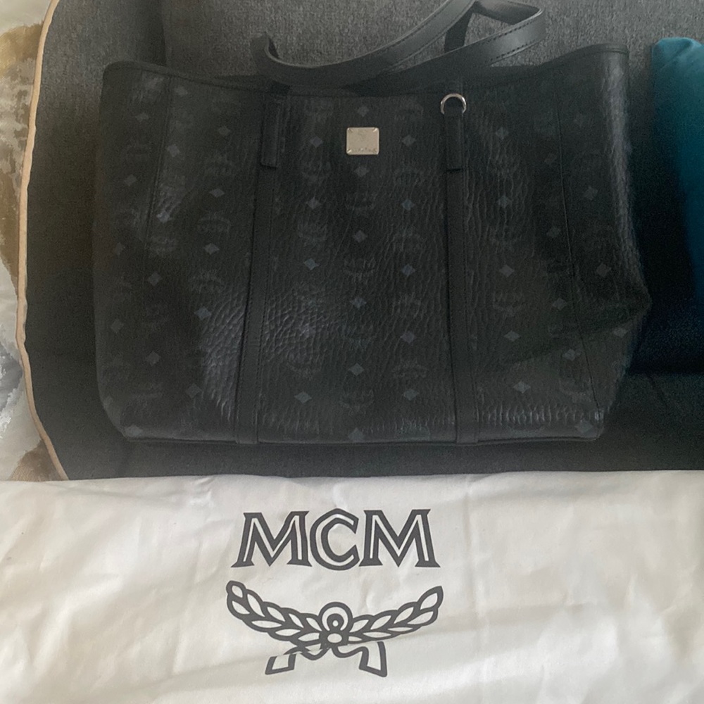 Black, authentic, MCM large tote bag.